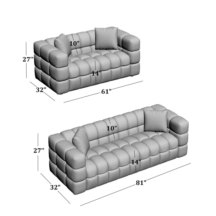 7 Seater Sofa Set: Modern Curved Sofa and Loveseat for Living Room