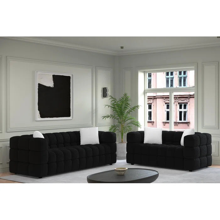 7 Seater Sofa Set: Modern Curved Sofa and Loveseat for Living Room