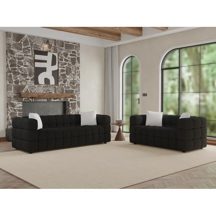 7 Seater Sofa Set: Modern Curved Sofa and Loveseat for Living Room
