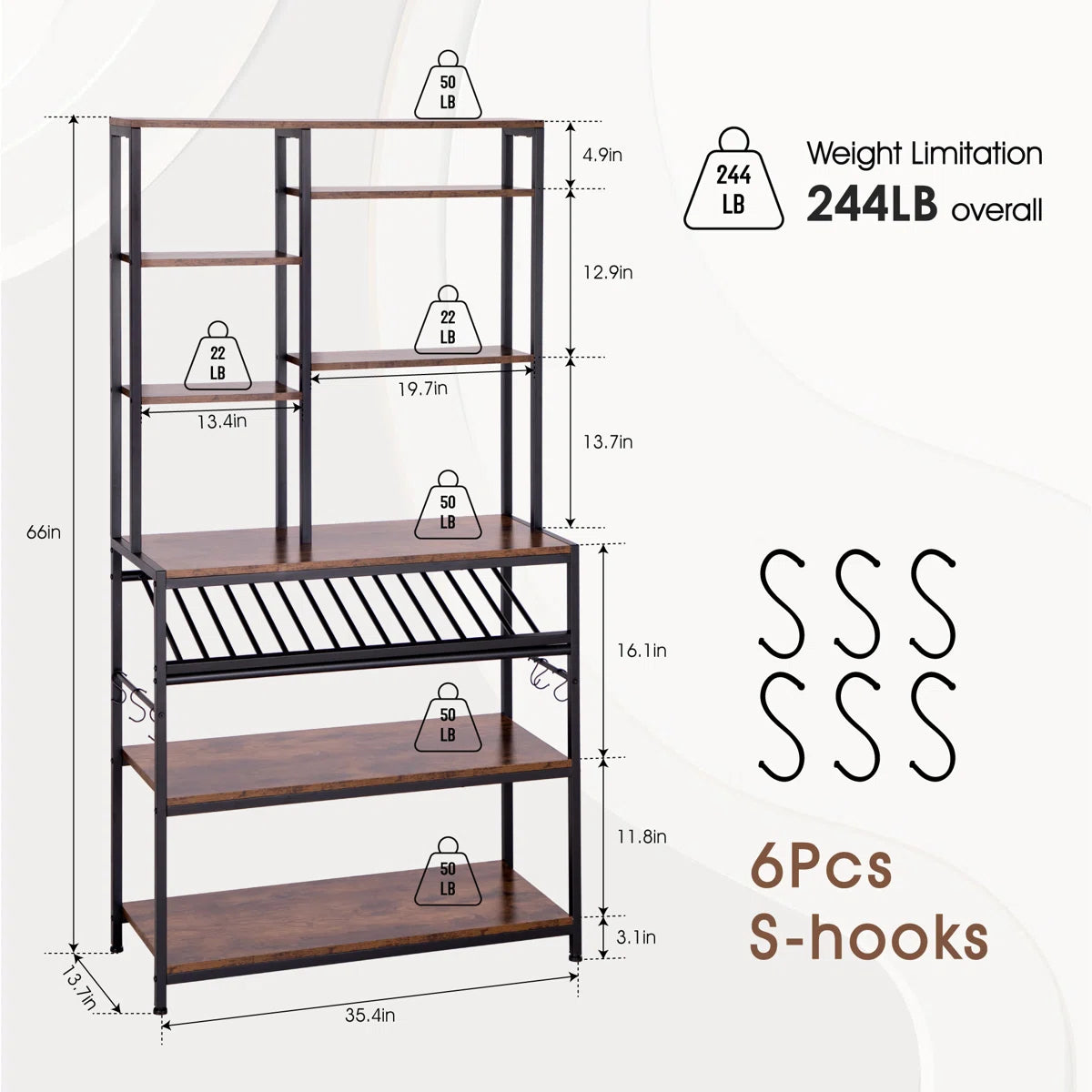 Kitchen Racks: 35.4'' Standard Baker's rack made of stainless steel that is compatible with microwaves