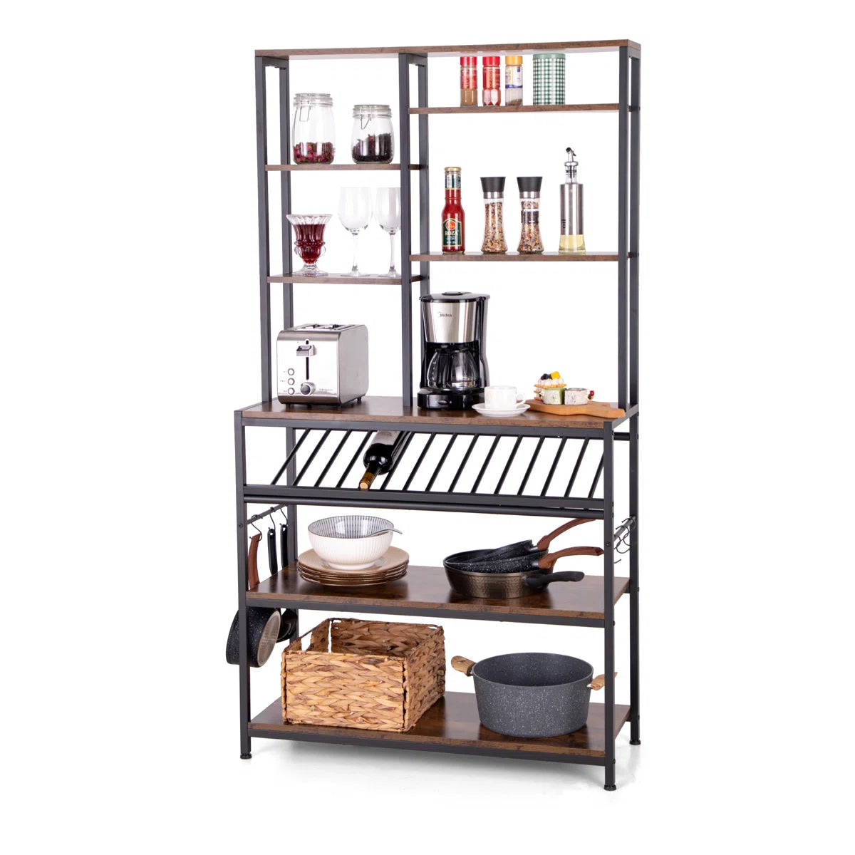 Kitchen Racks: 35.4'' Standard Baker's rack made of stainless steel that is compatible with microwaves