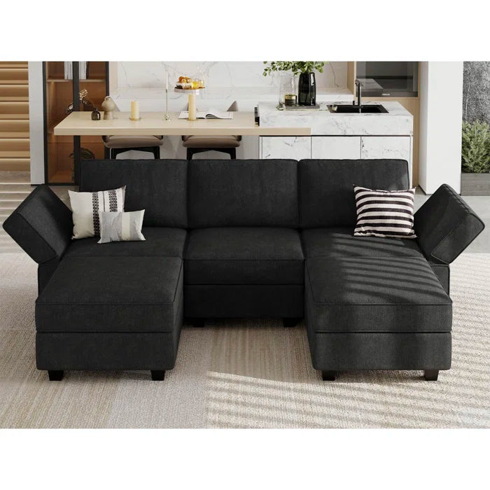 7 Seater Sofa Set: 6-Piece Upholstered Modular Sectional Sofa