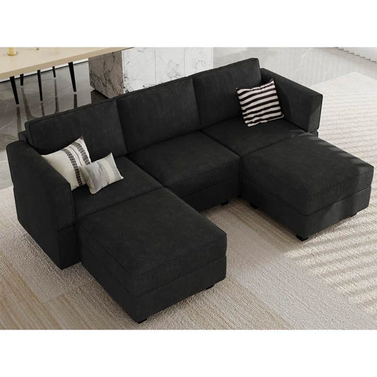 7 Seater Sofa Set: 6-Piece Upholstered Modular Sectional Sofa