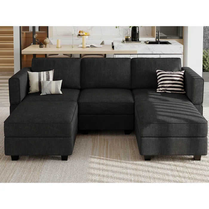 7 Seater Sofa Set: 6-Piece Upholstered Modular Sectional Sofa