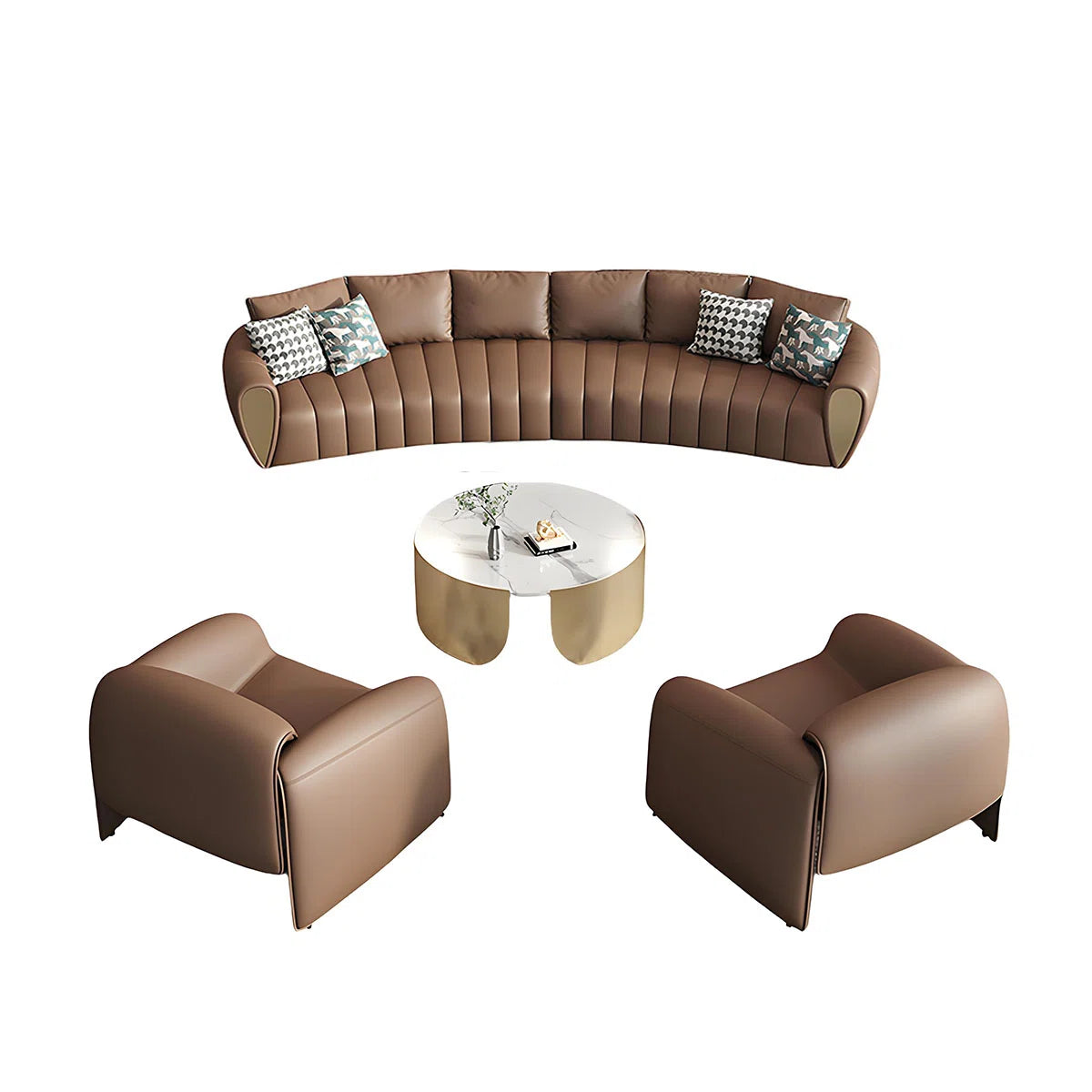 7 Seater Sofa Set: Nordic 4-Piece Faux Leather Sofa