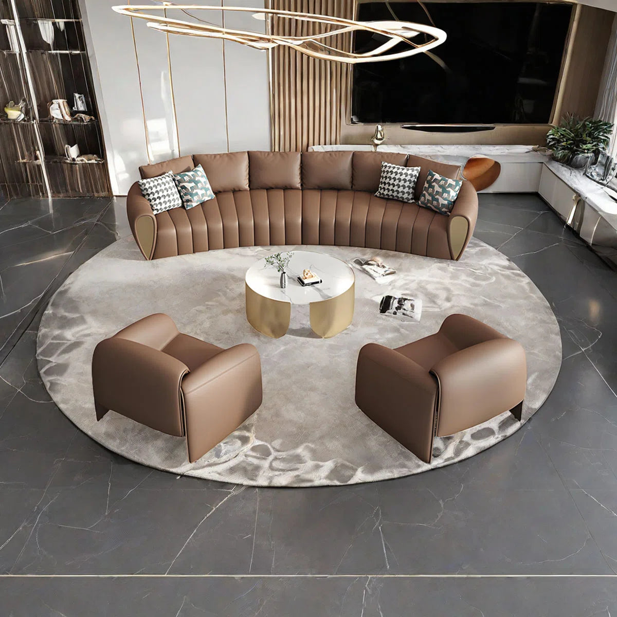 7 Seater Sofa Set: Nordic 4-Piece Faux Leather Sofa