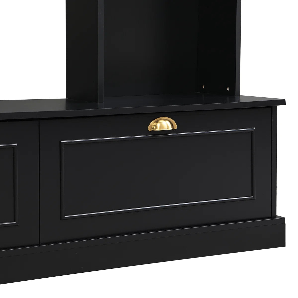 tv panel: Modern 4-in-1 tv panel with Storage, Golden Handles, Fits Up to 78" TVs