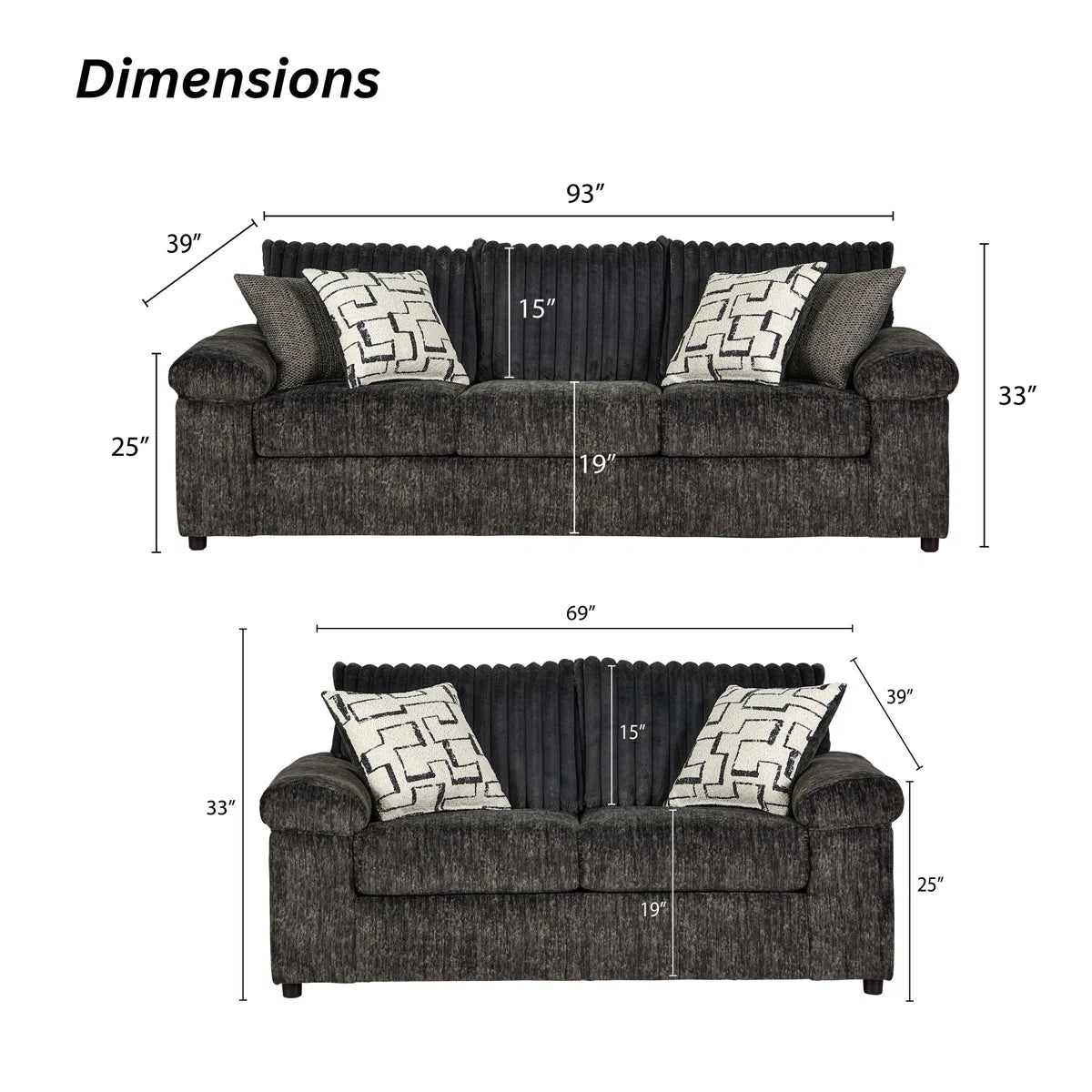 Luxury Sofa Sets: Nason 2-Piece Wide-Wale Corduroy Sofa Set