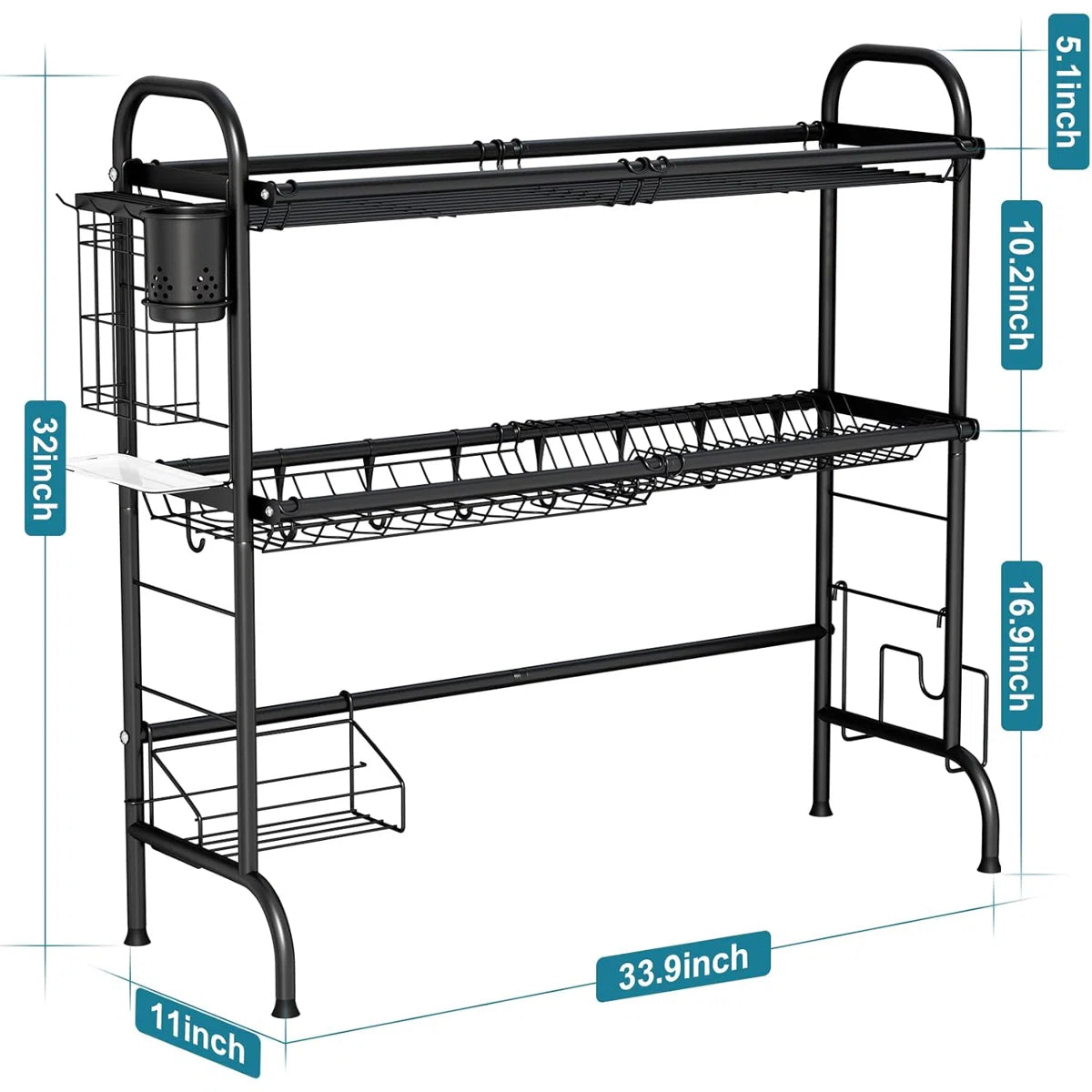 Kitchen Rack: Over-the-sink Stainless Steel Adjustable Dish Rack