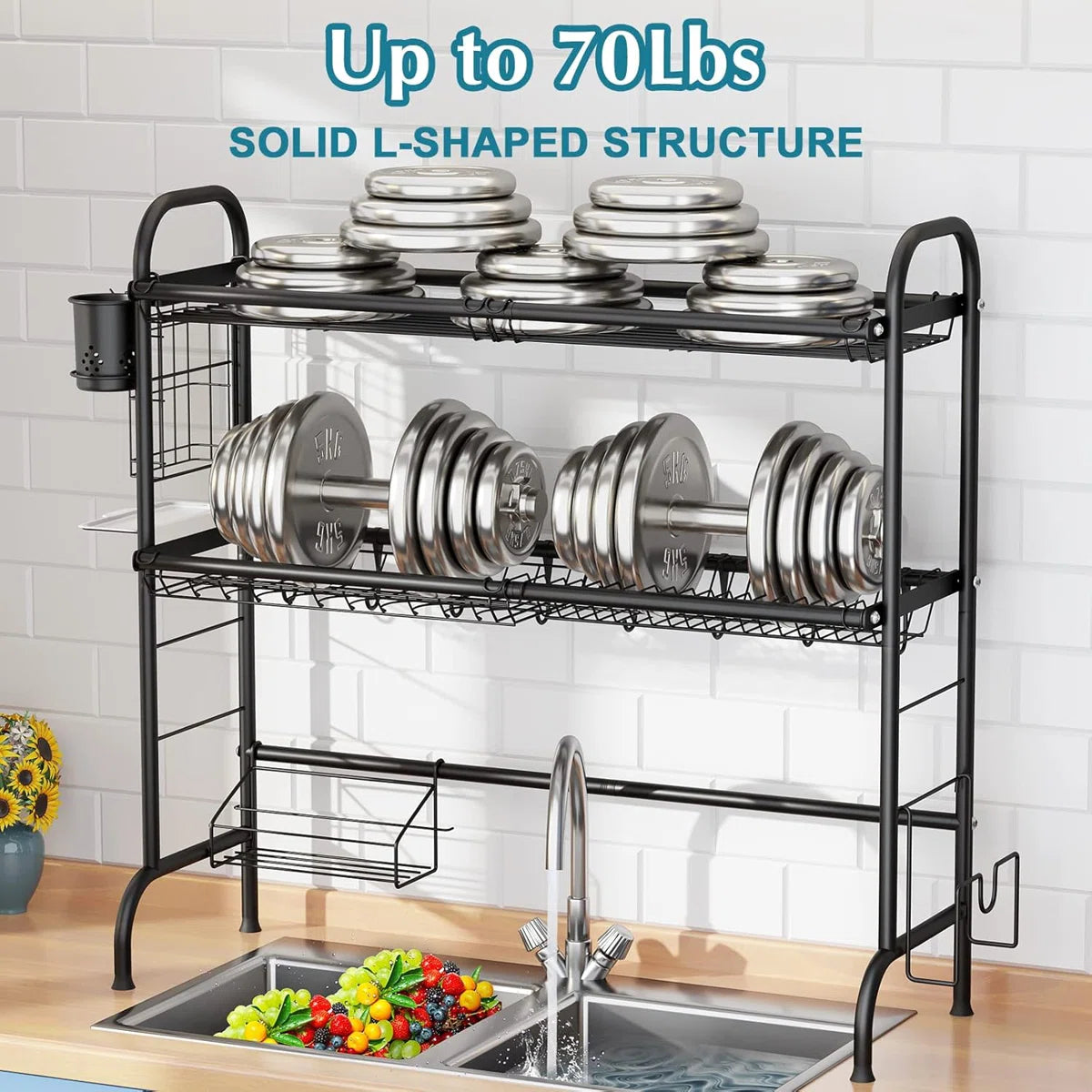 Kitchen Rack: Over-the-sink Stainless Steel Adjustable Dish Rack