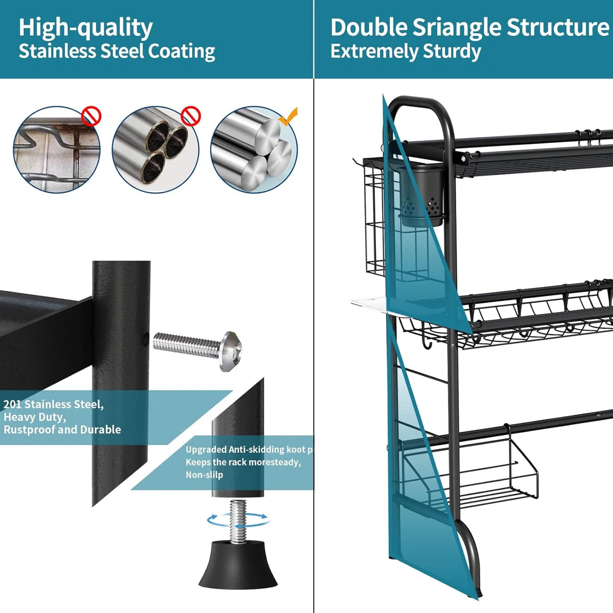 Kitchen Rack: Over-the-sink Stainless Steel Adjustable Dish Rack