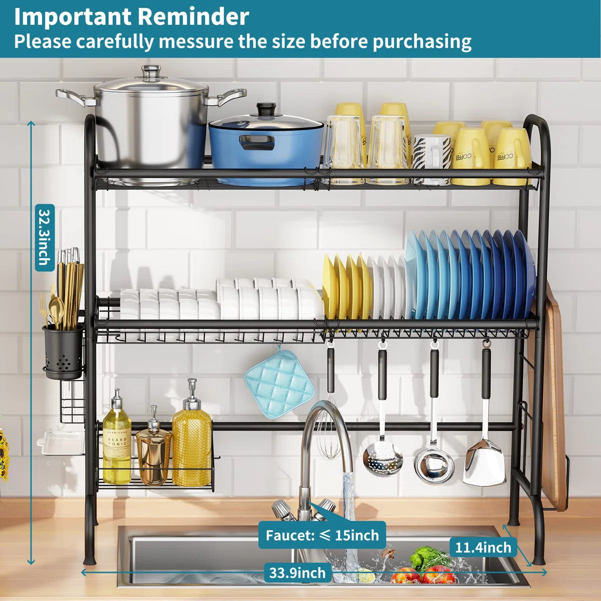 Kitchen Rack: Over-the-sink Stainless Steel Adjustable Dish Rack