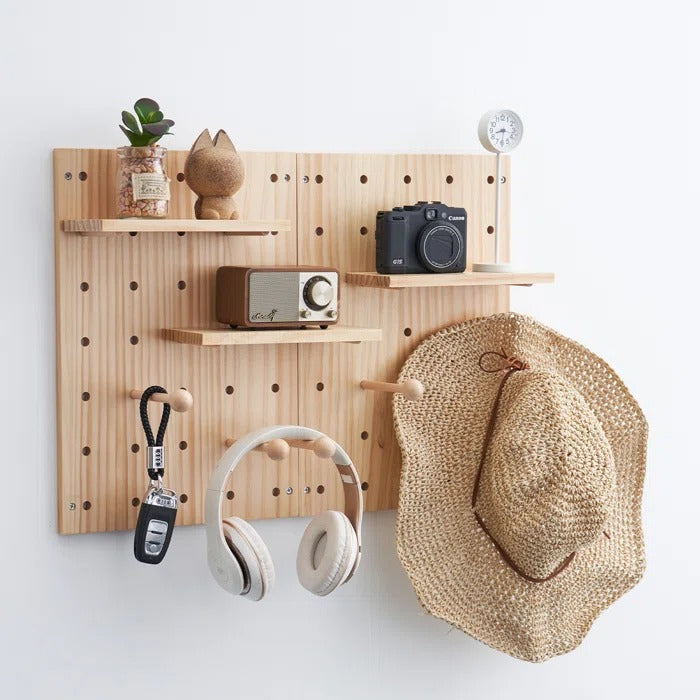 Peg Board: 16'' H x 23'' W Trimmable Wood Pegboard