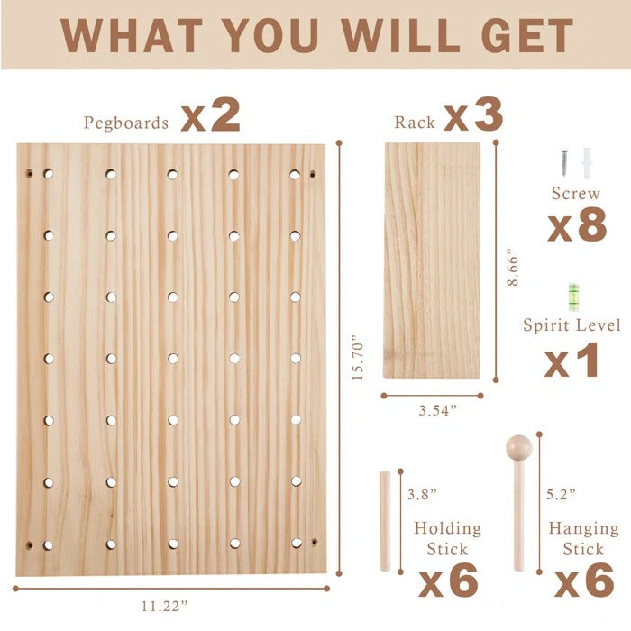 Peg Board: 16'' H x 23'' W Trimmable Wood Pegboard