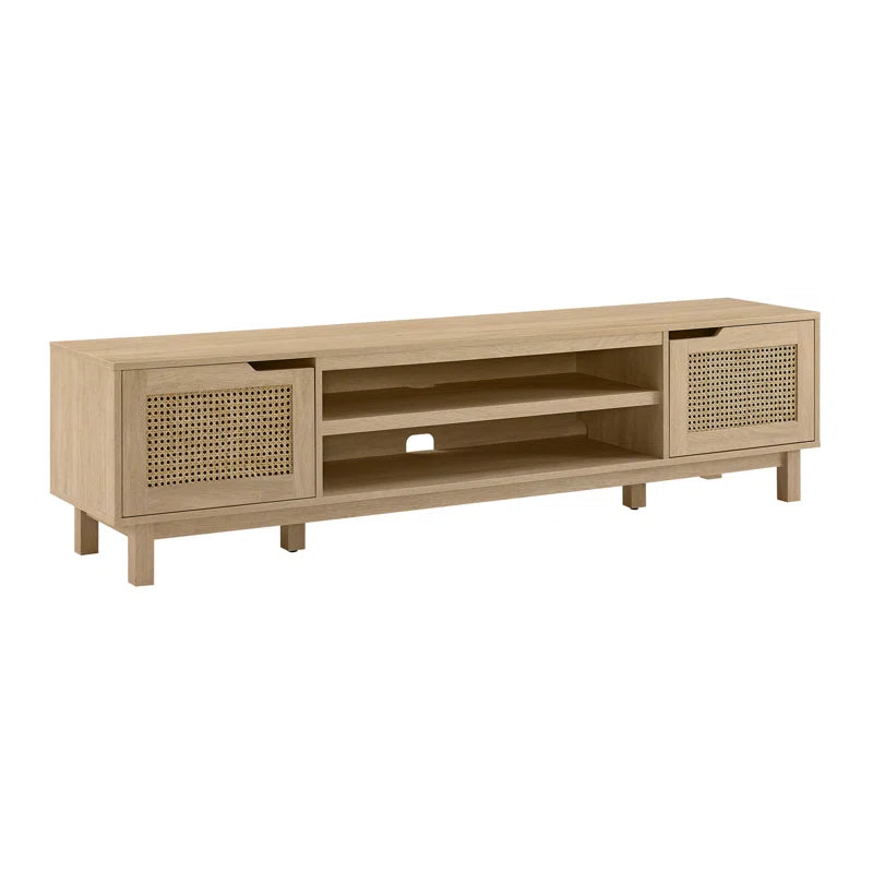 tv panel: 70" wide TV panel holds 80" screens with two-door storage