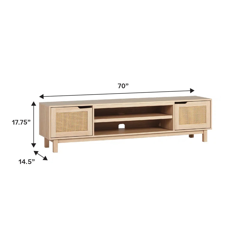 tv panel: 70" wide TV panel holds 80" screens with two-door storage