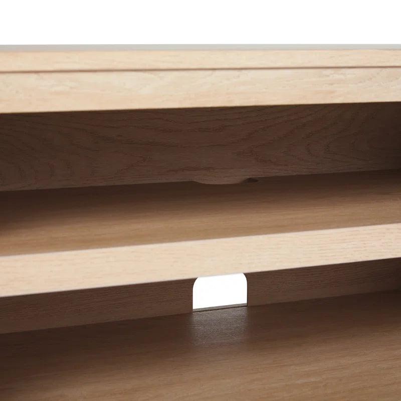 tv panel: 70" wide TV panel holds 80" screens with two-door storage