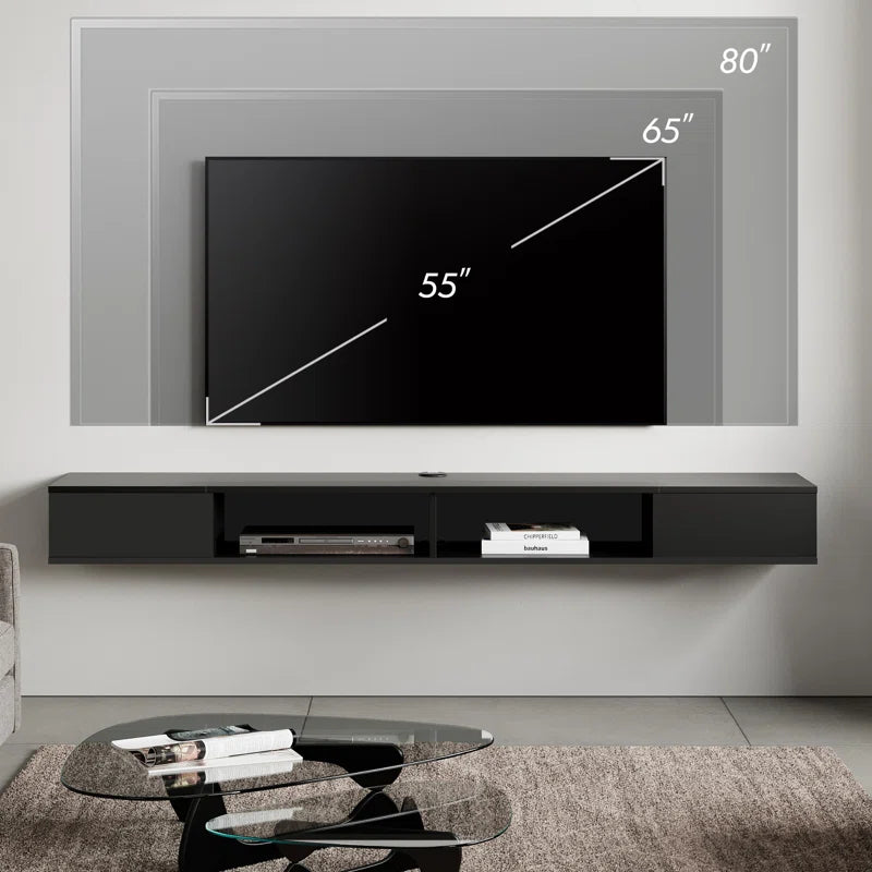 tv panel: 78" Compatible Wall TV Console with Storage Shelves and Floating Design