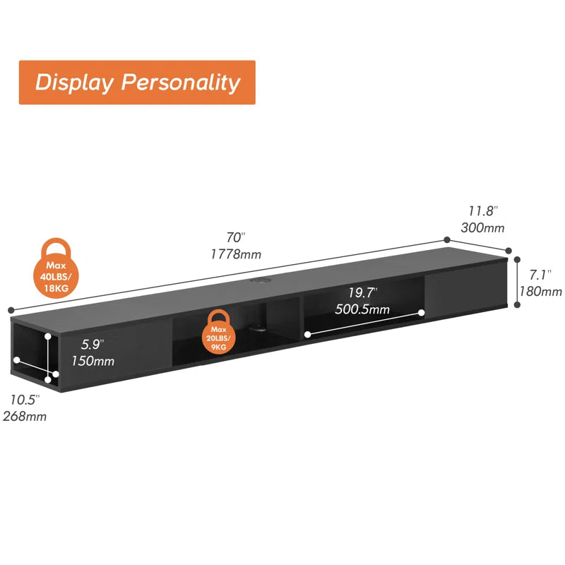 tv panel: 78" Compatible Wall TV Console with Storage Shelves and Floating Design