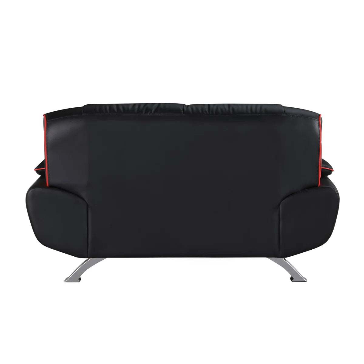 Luxury Sofa Sets: 2-Piece Black Genuine Leather Sofa & Loveseat Set with Coil Spring Support