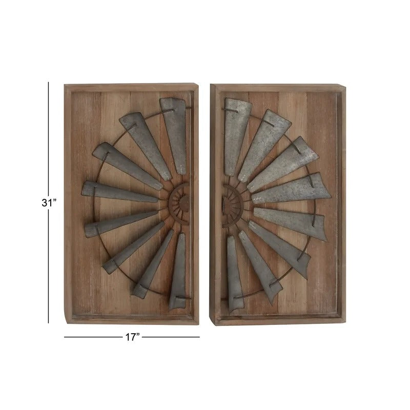 Wall Art: 2 Piece Wood/Metal Wall Décor Set