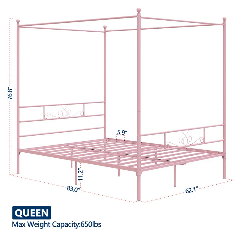 Poster Bed: Metal Frame Bed Pink