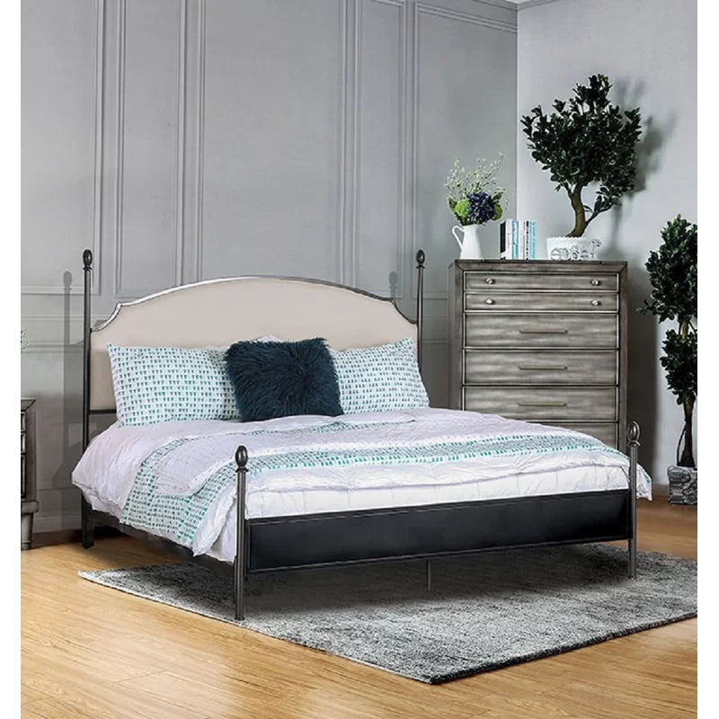 Poster Bed: Upholstered Metal Bed