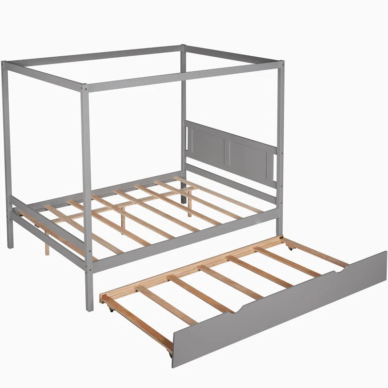 Poster Bed: Wooden Bed with Trundle