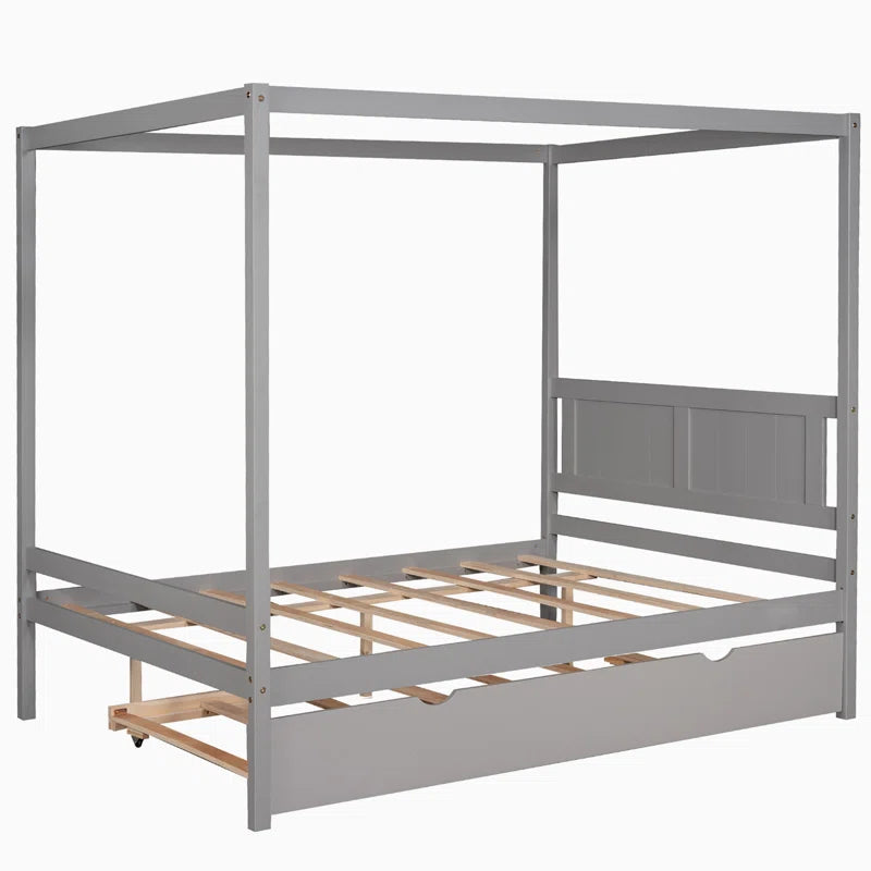 Poster Bed: Wooden Bed with Trundle