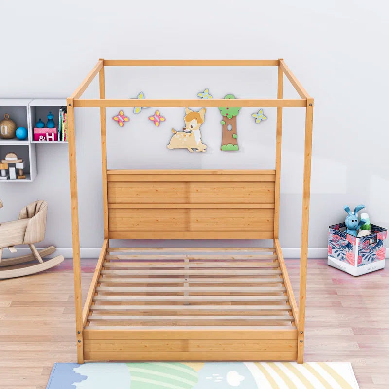 Poster Bed: Wooden Canopy Platform Bed