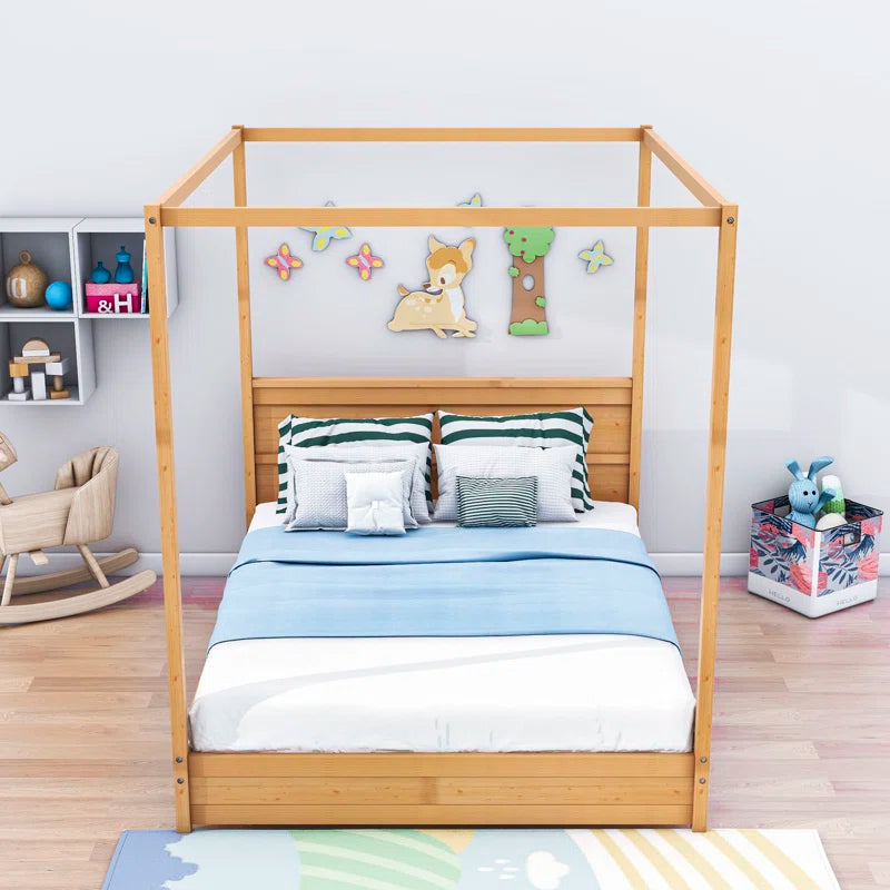 Poster Bed: Wooden Canopy Platform Bed