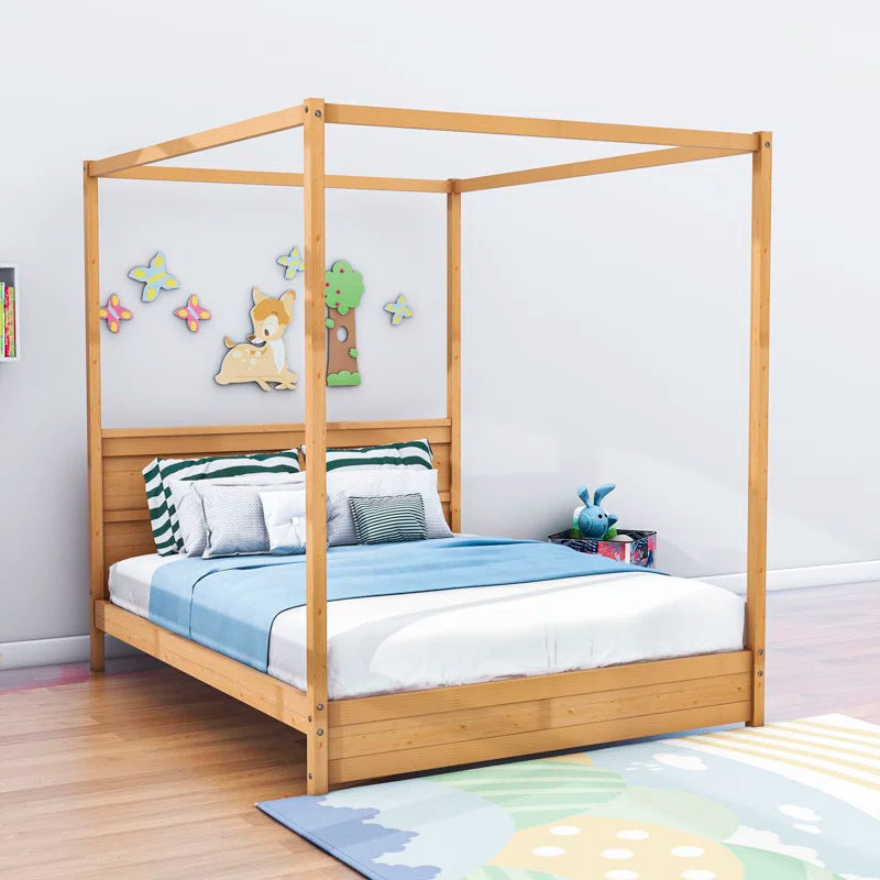 Poster Bed: Wooden Canopy Platform Bed