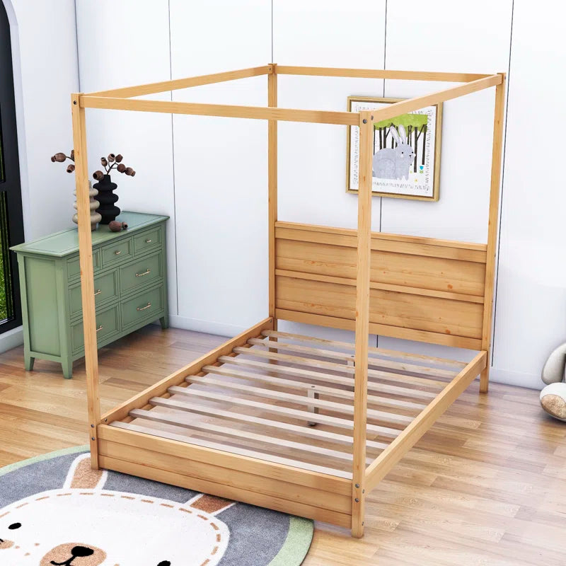 Poster Bed: Wooden Canopy Platform Bed