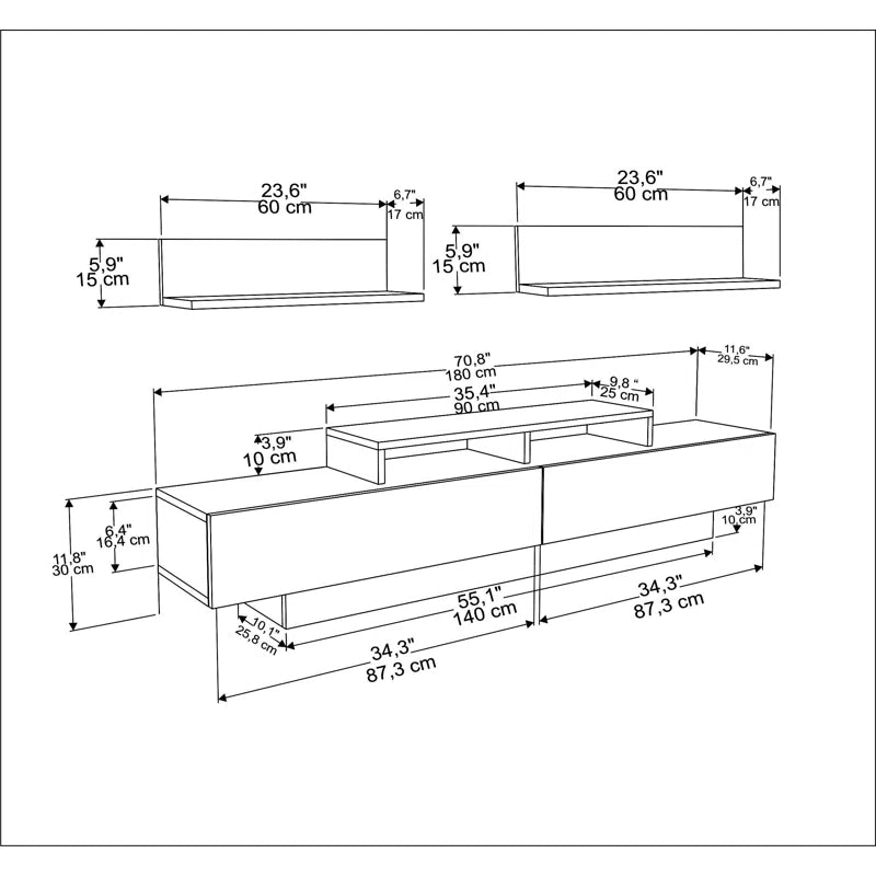 tv panel: Modern TV Console for 75" with Storage