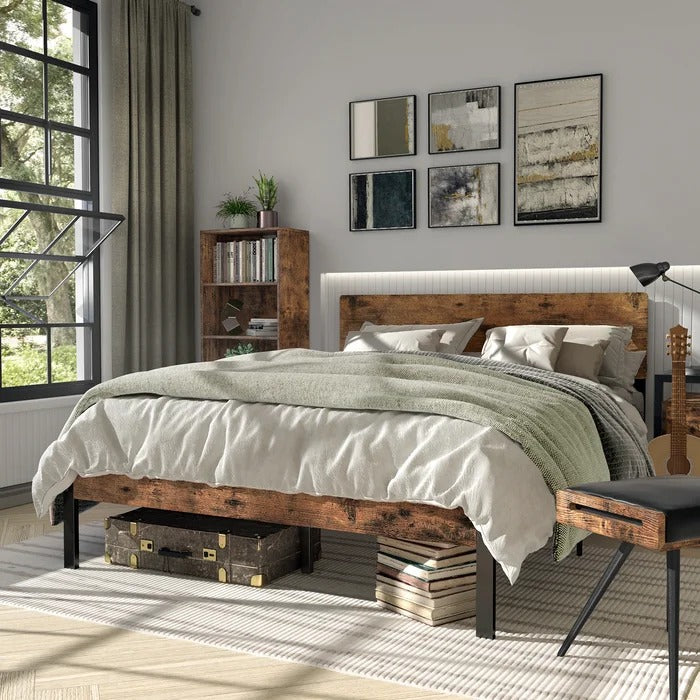 Queen Size Bed: Solid Wooden Bed