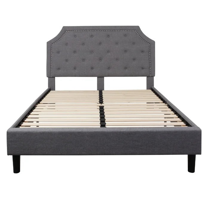 Queen Size Bed: Tufted Upholstered Platform Bed Frame