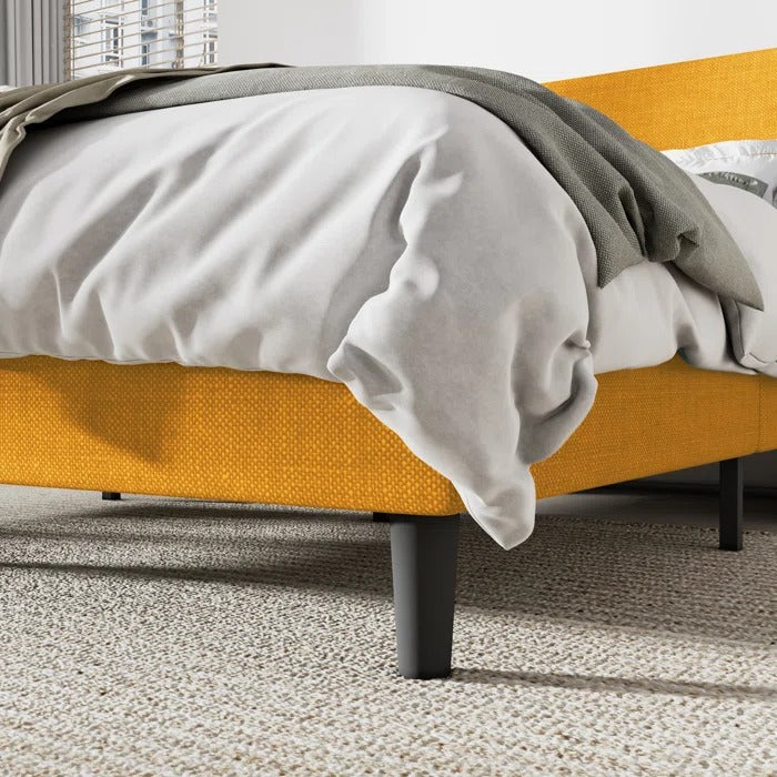 Queen Size Bed: Upholstered Wingback Queen Size Bed