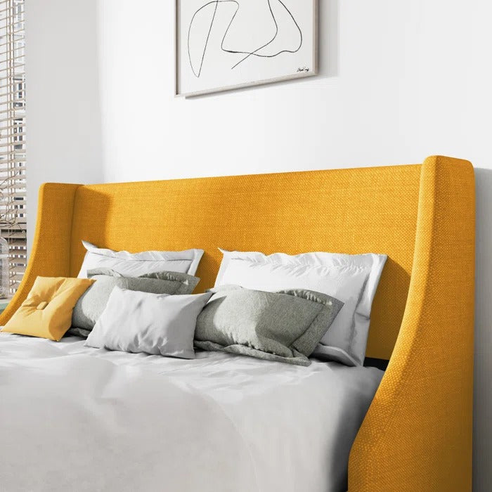 Queen Size Bed: Upholstered Wingback Queen Size Bed