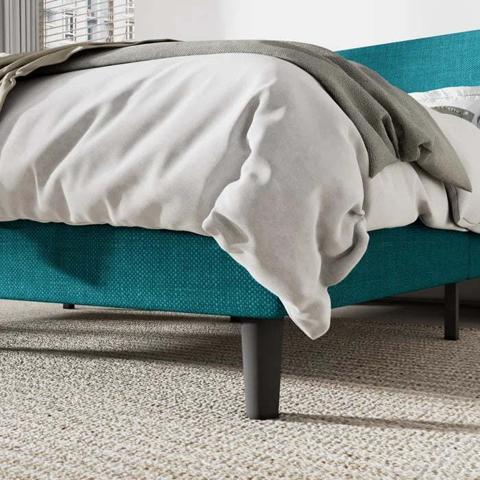 Queen Size Bed: Upholstered Wingback Queen Size Bed