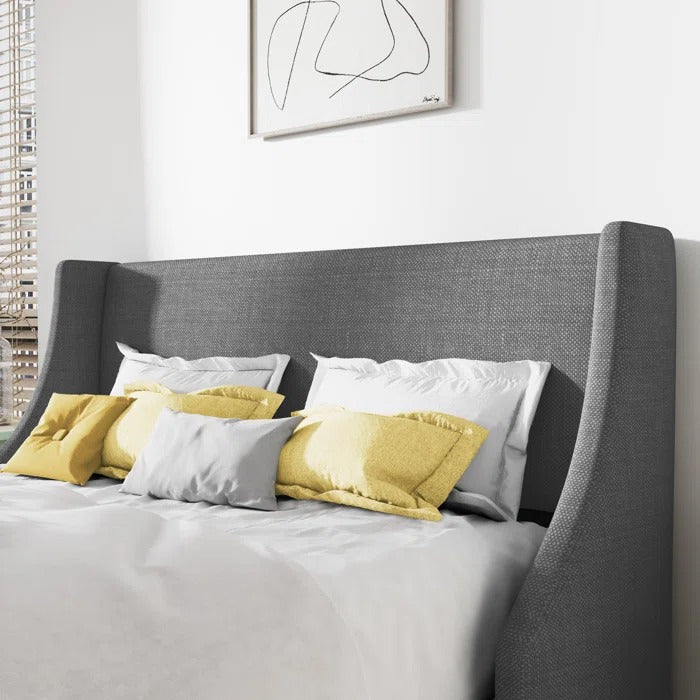 Queen Size Bed: Upholstered Wingback Queen Size Bed