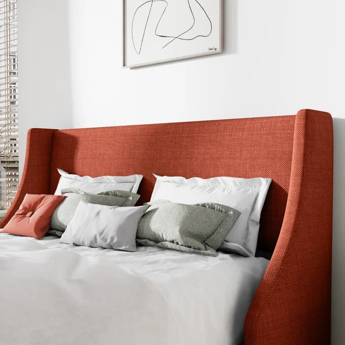 Queen Size Bed: Upholstered Wingback Queen Size Bed