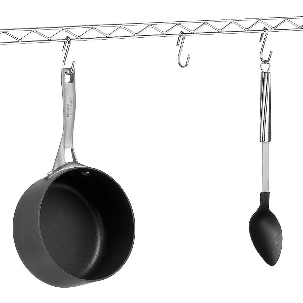 Kitchen Racks: 36.25'' Adjustable Metal Baker's Rack with Wood Countertop and Hanging Hooks