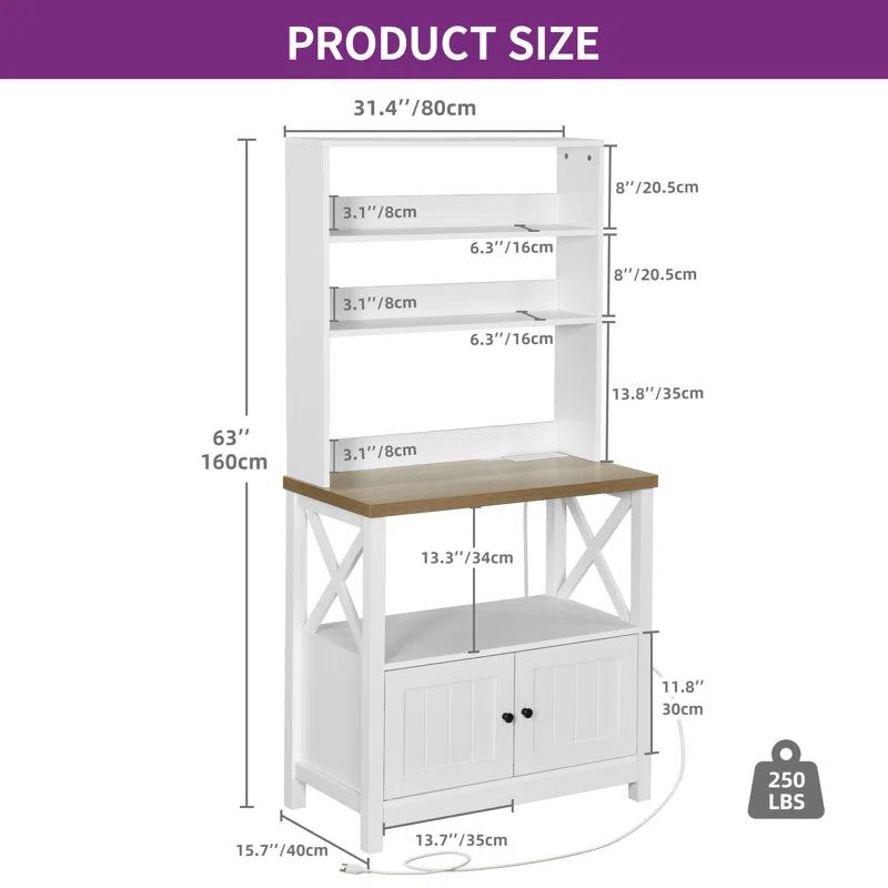 Kitchen Racks: Standard Baker's Rack Made of 31.4" Wood and Compatible with Microwaves