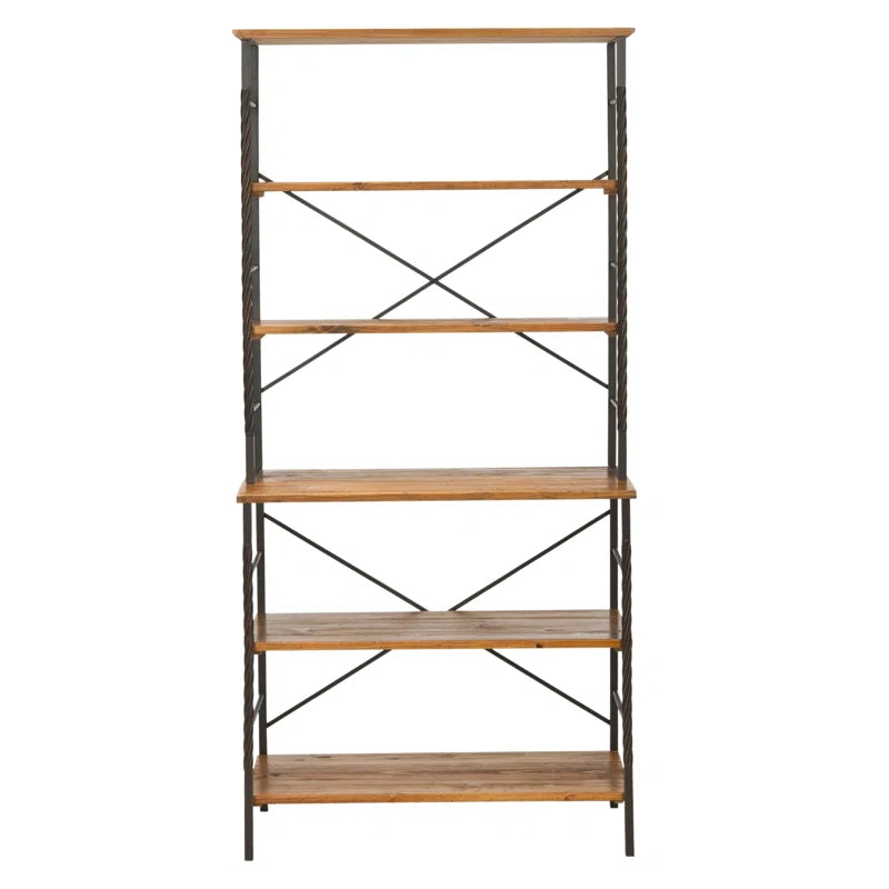 Kitchen Racks: 36.6'' Baker's Rack with Wooden Shelves and Steel Frame