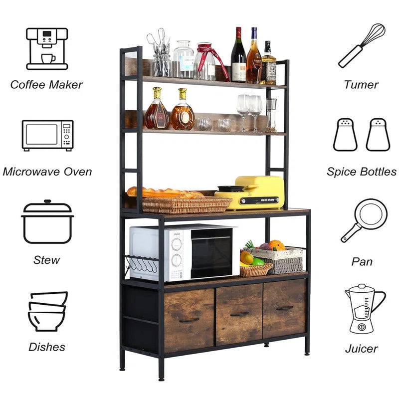 Kitchen Racks: Featuring Coffee Maker, Microwave, and Cabinets