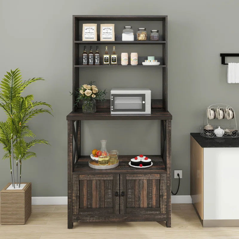 Kitchen Racks: Standard Baker's Rack Made of 31.4" Wood and Compatible with Microwaves