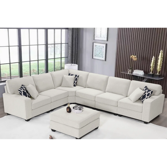 7 Seater Sofa Set: Flexible Combination Sectional Sofa for Custom Living Spaces