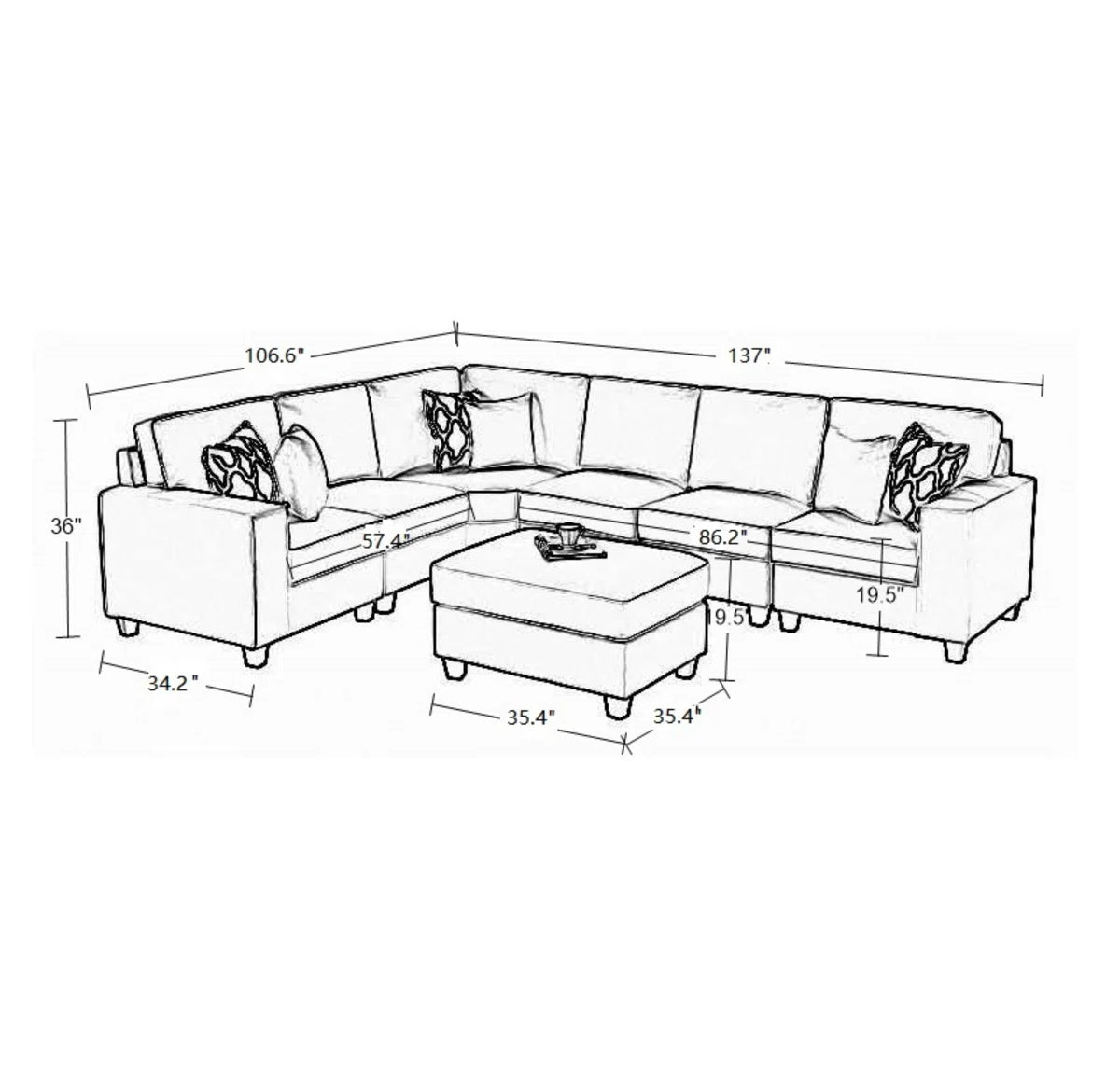 7 Seater Sofa Set: Flexible Combination Sectional Sofa for Custom Living Spaces