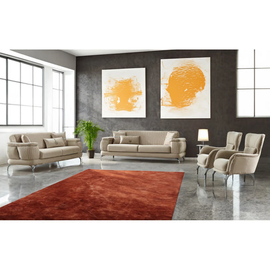 7 Seater Sofa Set: 4-Piece Velvet Living Room Furniture Set with Sofa