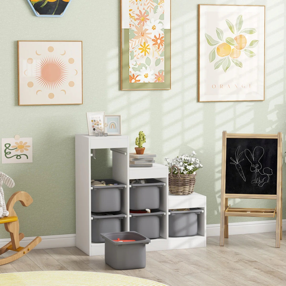 Kids Toy Storage Unit – 3-Layer Organiser with 6 Removable Bins for Toddlers